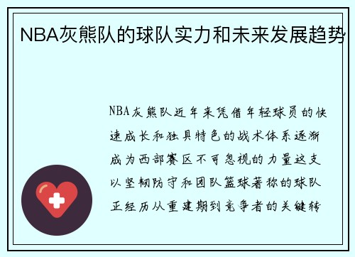 NBA灰熊队的球队实力和未来发展趋势